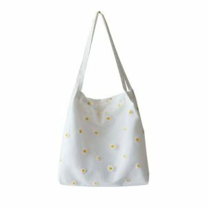 Y2K Coquette Aesthetic Tote Bag with Daisy Embroidery - Trendy Style