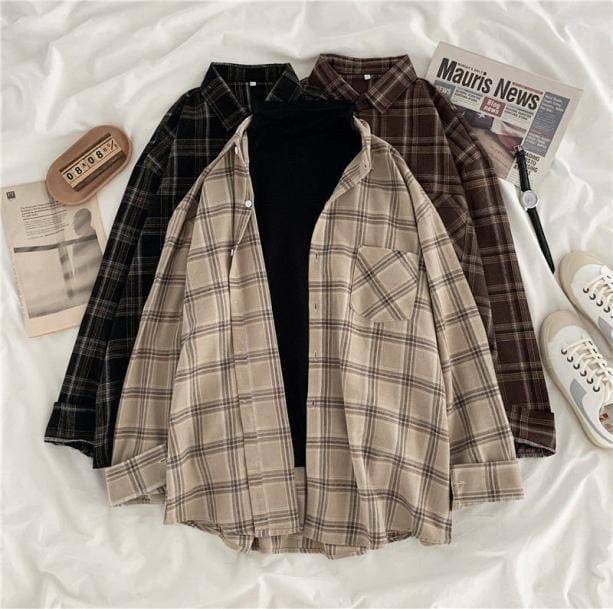 Y2K Coquette Aesthetic Vintage Plaid Shirt - Trendy Outfit Essential