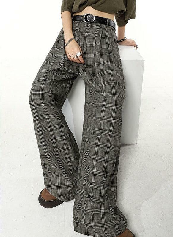 Y2K Coquette Aesthetic Wide Leg Plaid Pants for Trendy Outfits