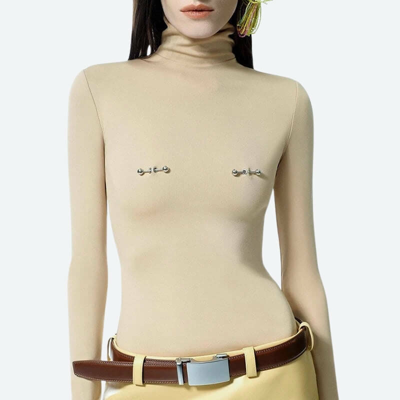 Y2K Coquette Bodycon Piercing Top - Trendy Aesthetic Clothing