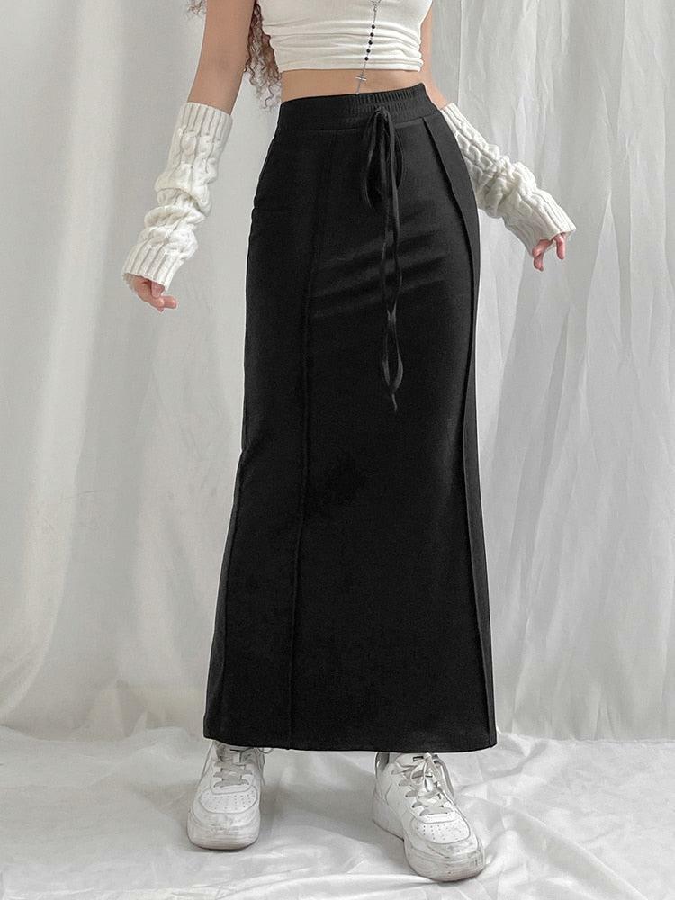 Y2K Coquette Drawstring Maxi Skirt - Aesthetic Clothing for Every Style