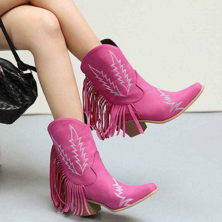 Y2K Coquette Fringe Ankle Boots - Trendy Aesthetic Footwear