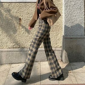 Y2K Coquette Plaid Pants - Trendy Aesthetic Clothing for Unique Styles