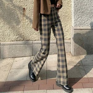 Y2K Coquette Plaid Pants - Trendy Aesthetic Clothing for Unique Styles