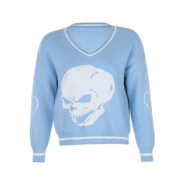 Y2K Coquette Skull Sweater - Trendy Aesthetic Clothing for Unique Styles