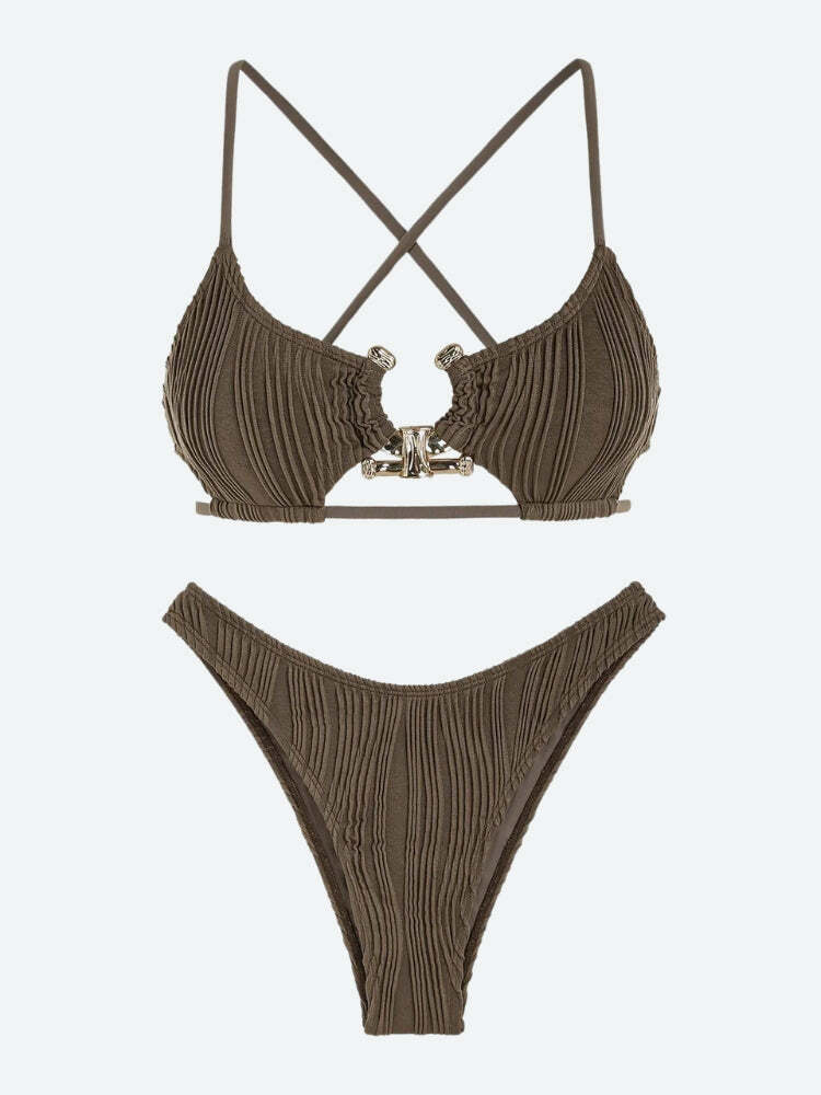 Y2K Criss Cross Bikini Set - Trendy Coquette Aesthetic Swimwear