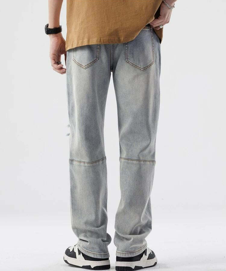 Y2K Distressed Knee Jeans - Trendy Aesthetic Clothing for Unique Styles