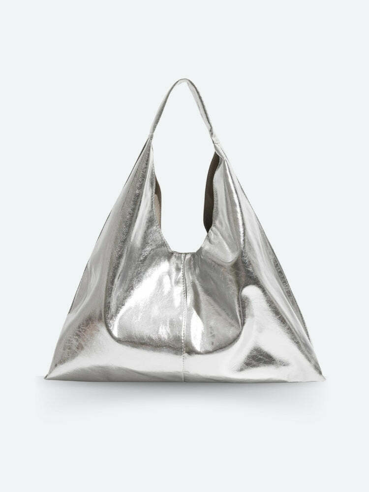 Y2K Faux Patent Leather Hobo Bag - Trendy Coquette Aesthetic Accessory