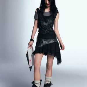 Y2K Gothic Top: Trendy Aesthetic Clothing for Unique Styles