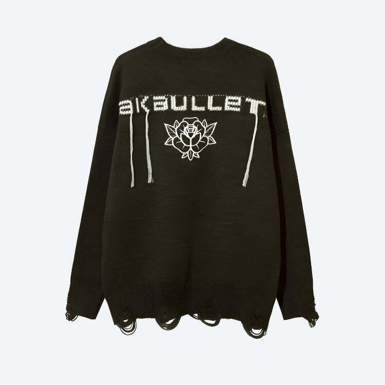 Y2K Grunge AK-Bullet Tasseled Sweater - Aesthetic Clothing for All Styles