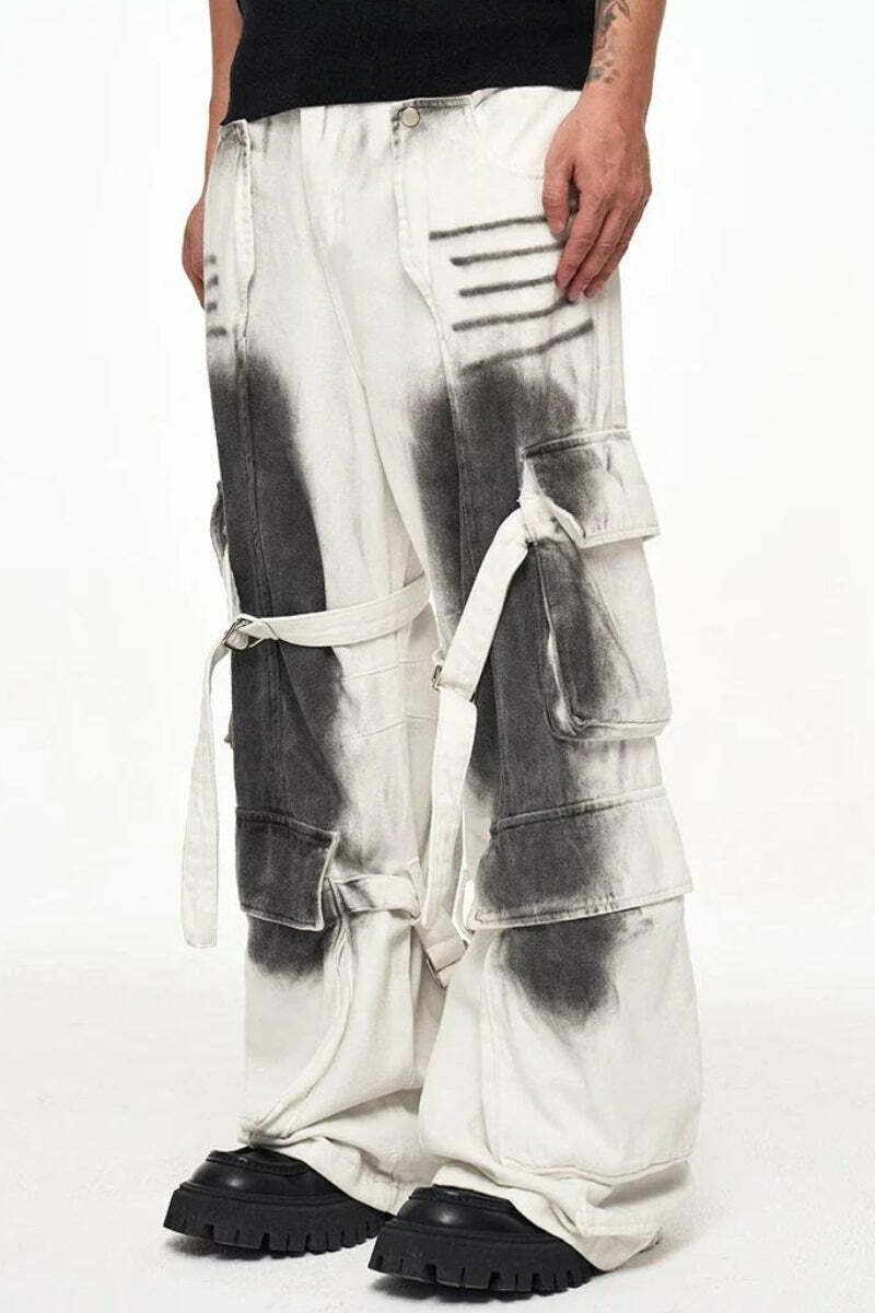 Y2K Grunge Cargo Pants with Dirty Effect - Aesthetic Streetwear Style