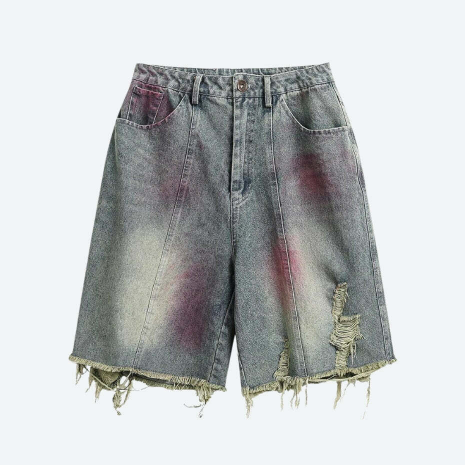 Y2K Grunge Distressed Denim Shorts - Aesthetic Clothing for Unique Styles