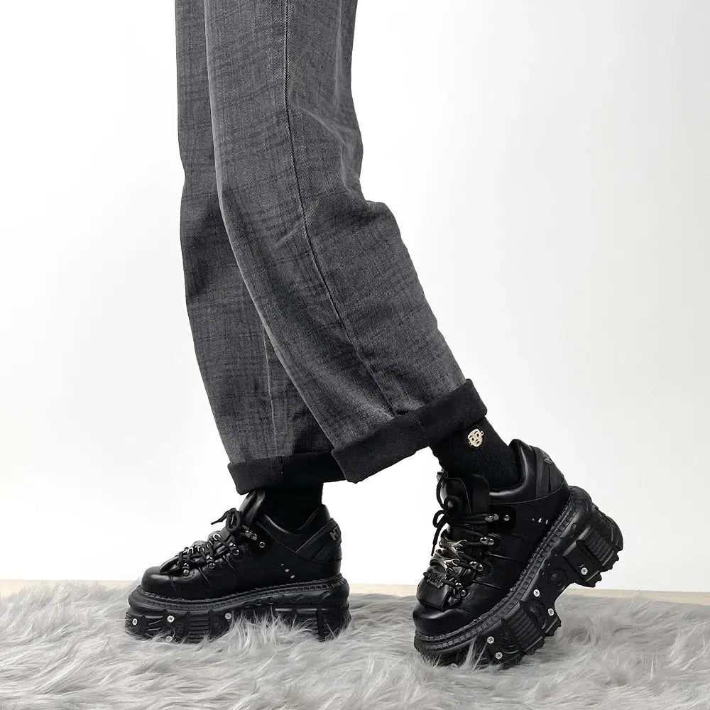 Y2K Grunge Lace-Up Platform Sneakers for Aesthetic Outfits