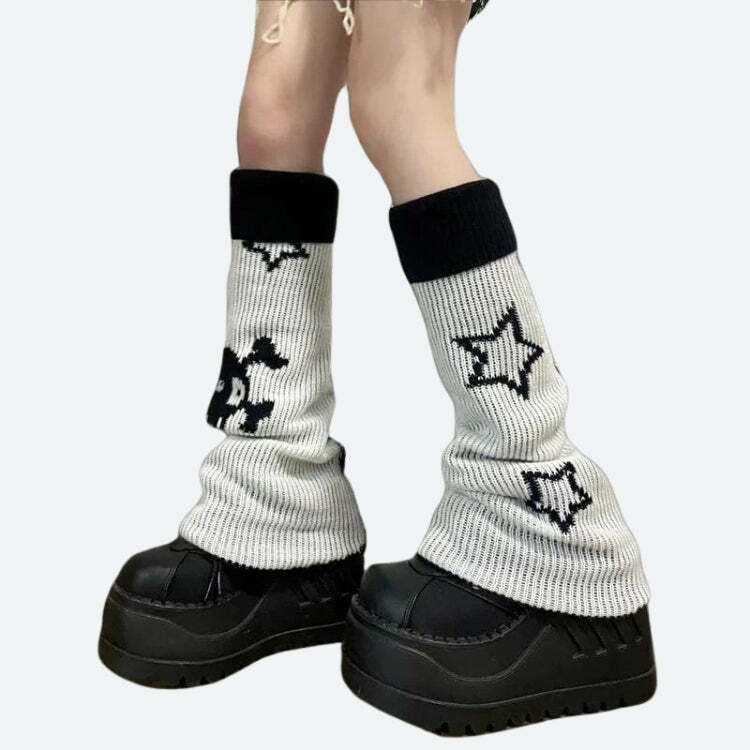 Y2K Grunge Reversible Leg Warmers for Aesthetic Outfits & Styles