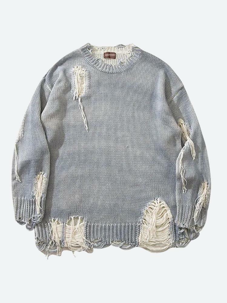 Y2K Grunge Tasseled Distressed Sweater - Aesthetic Clothing Essential