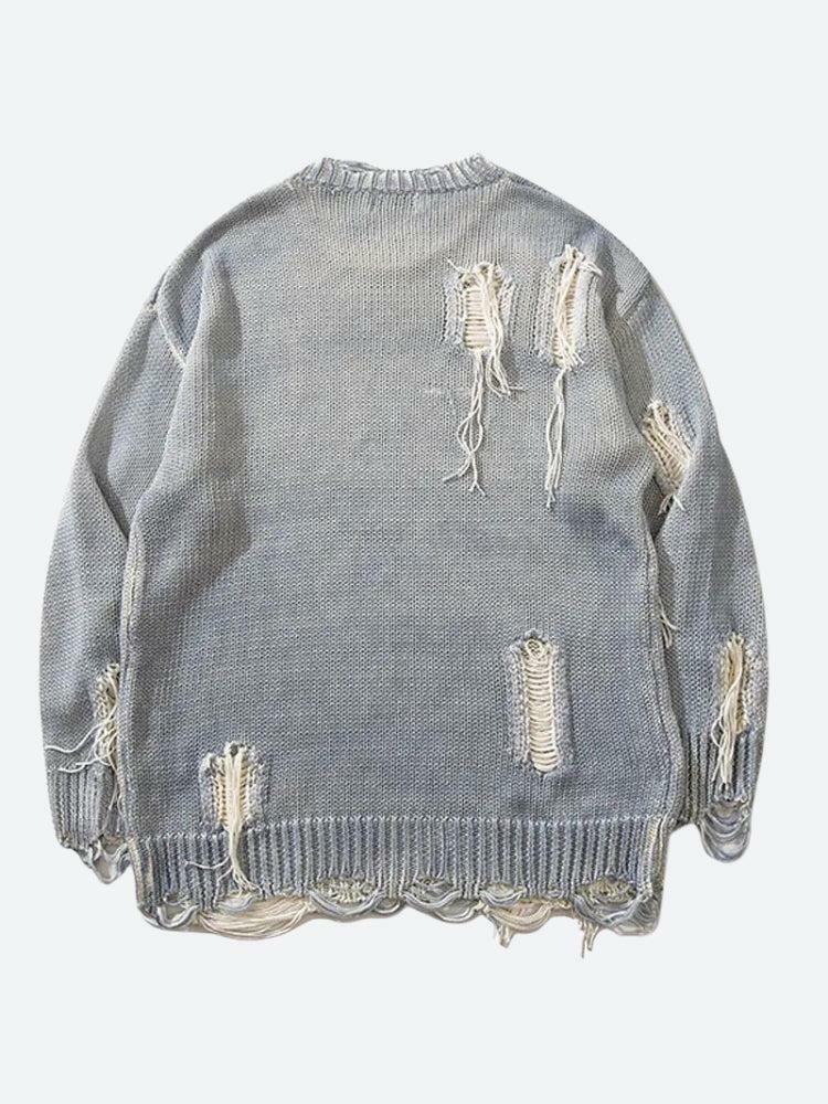 Y2K Grunge Tasseled Distressed Sweater - Aesthetic Clothing Essential