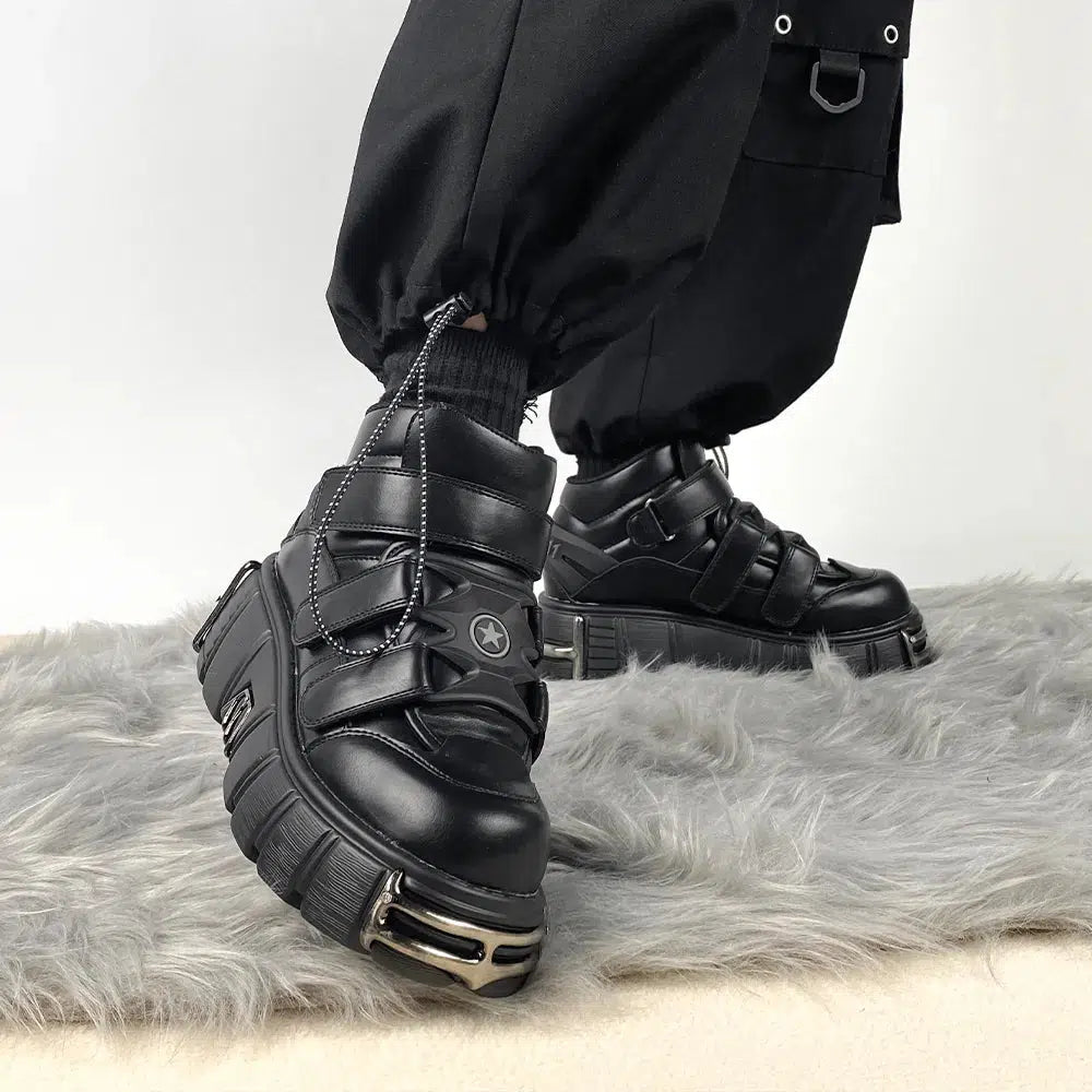 Y2K Grunge Velcro Strap Platform Boots - Aesthetic Footwear for All Styles