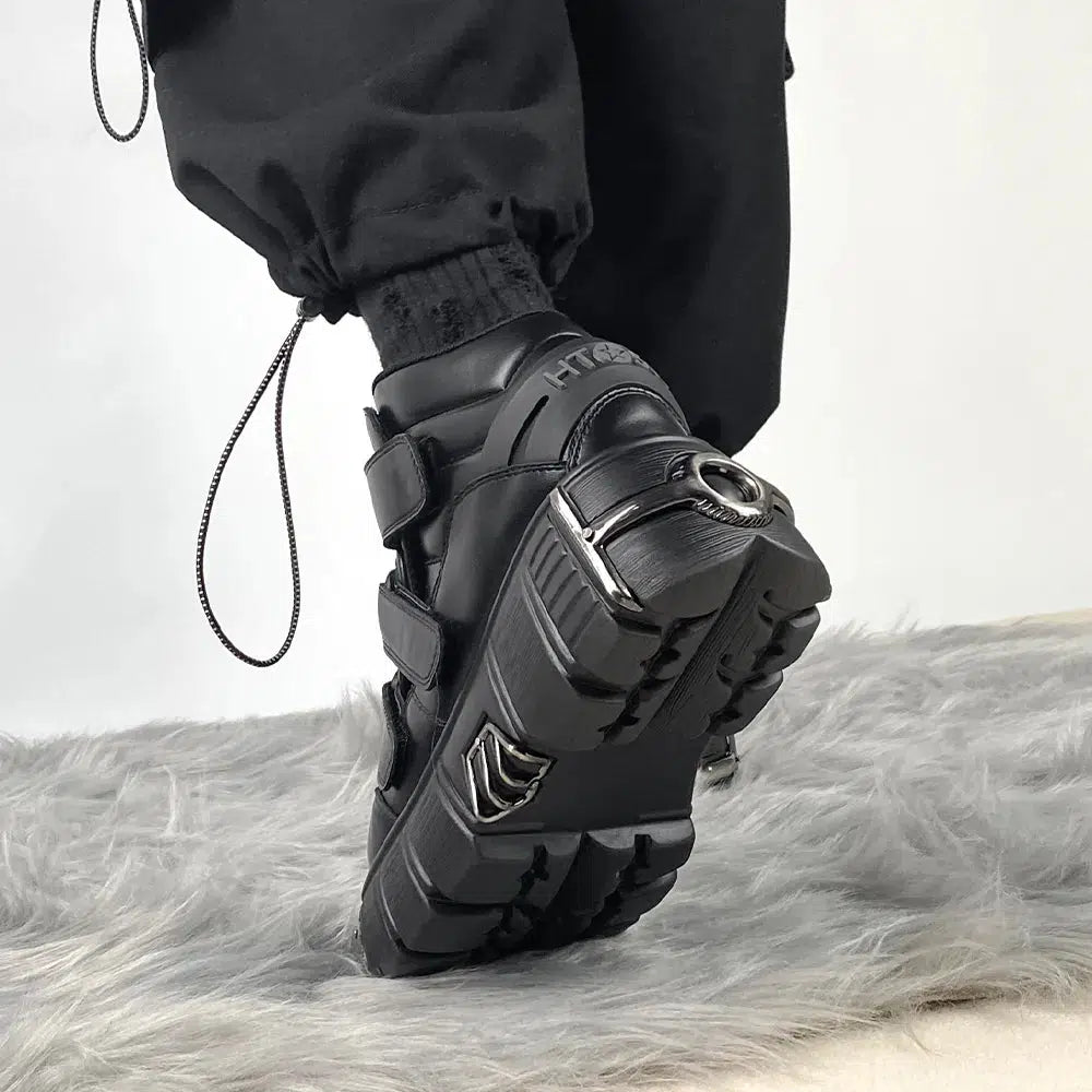 Y2K Grunge Velcro Strap Platform Boots - Aesthetic Footwear for All Styles