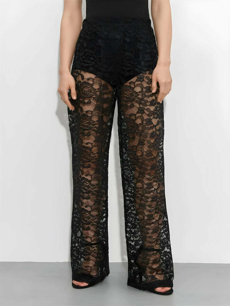 Y2K Lace Sheer Pants: Coquette Aesthetic Outfit for Trendy Styles