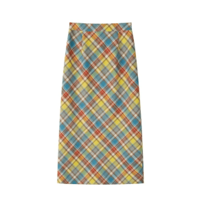 Y2K Midi Plaid Rainbow Skirt - Coquette Aesthetic Clothing Piece