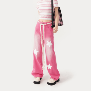 Y2K Pink Blush Jeans - Trendy Coquette Aesthetic Outfit Essential