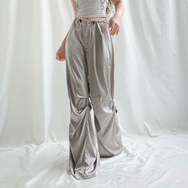 Y2K Satin Wide Leg Pants - Trendy Coquette Aesthetic Outfit Essential