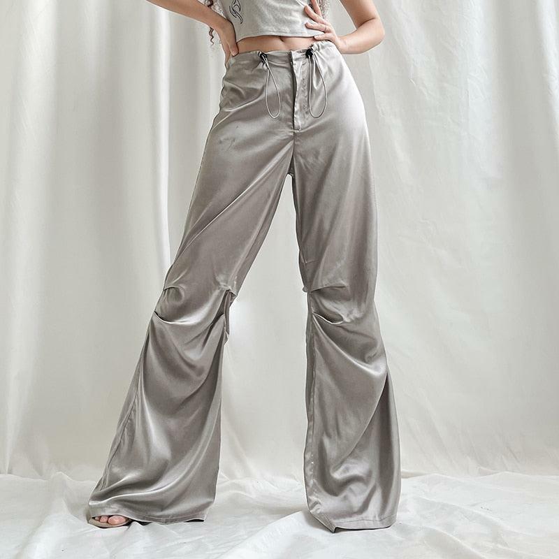 Y2K Satin Wide Leg Pants - Trendy Coquette Aesthetic Outfit Essential