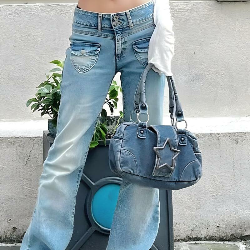 Y2K Star Denim Bag - Trendy Coquette Aesthetic for Fashion Lovers