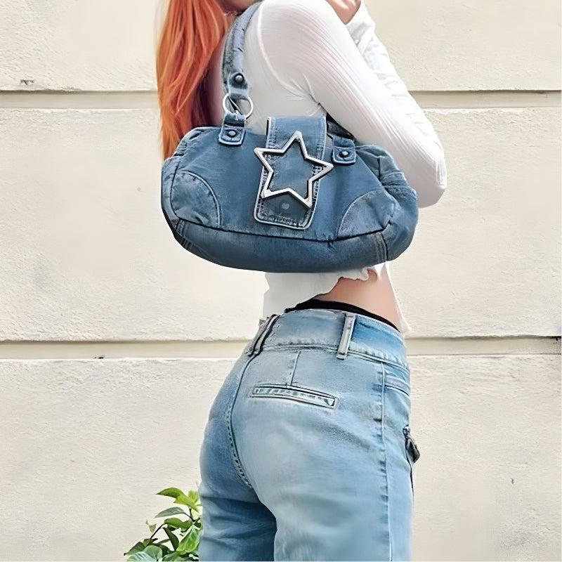 Y2K Star Denim Bag - Trendy Coquette Aesthetic for Fashion Lovers