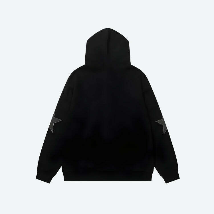 Y2K Star Patch Zip-Up Hoodie - Trendy Coquette Aesthetic Outerwear