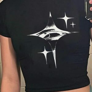 Y2K Twinkle Star Tee - Aesthetic Coquette Graphic Top for Trendy Outfits