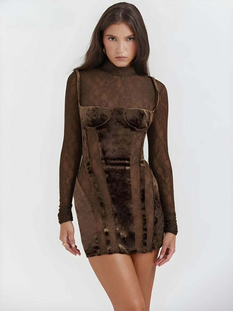 Y2K Velvet Mini Dress - Coquette Aesthetic Outfit for Trendy Styles