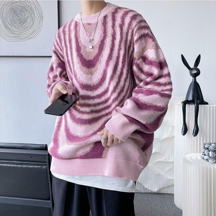 Y2K Wavy Striped Knitted Sweater - Trendy Coquette Aesthetic Apparel