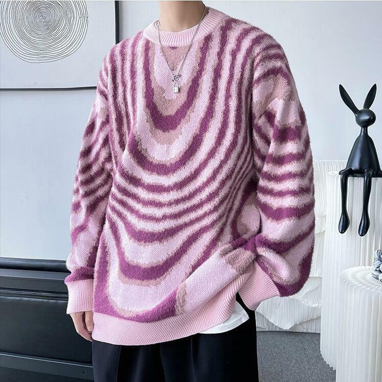 Y2K Wavy Striped Knitted Sweater - Trendy Coquette Aesthetic Apparel