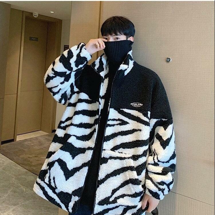 Zebra Print Zip-Up Jacket - Y2K Aesthetic Clothing for Trendy Outfits